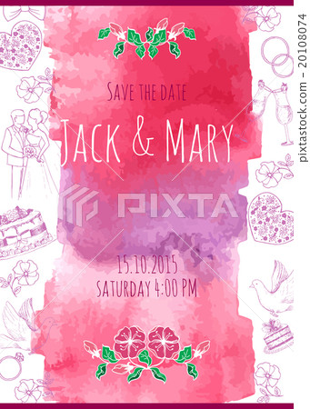 Wedding watercolor vector invitation. Wedding watercolor vector invitation. 20108074
