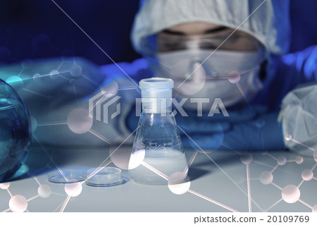 close up of scientist making test in lab close up of scientist making test in lab 20109769