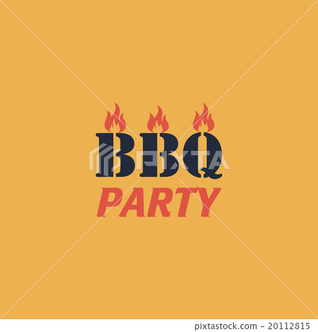 Flaming BBQ Party word design element. 20112815