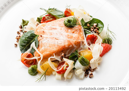 salmon with vegetables salmon with vegetables 20113492