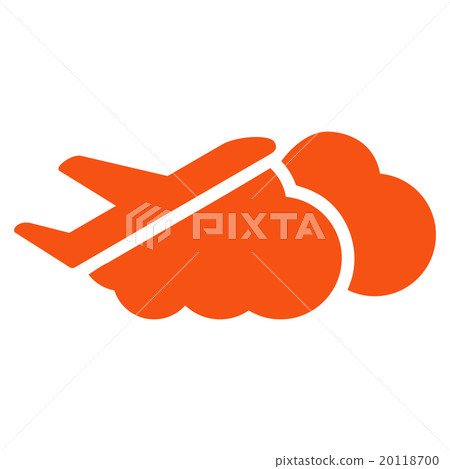 Airplane Over Clouds Flat Icon Airplane Over Clouds Flat Icon 20118700