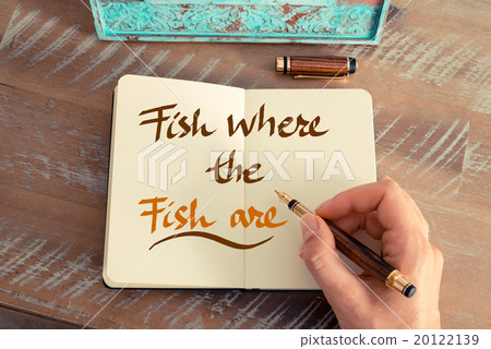 Handwritten text FISH WHERE THE FISH ARE 20122139
