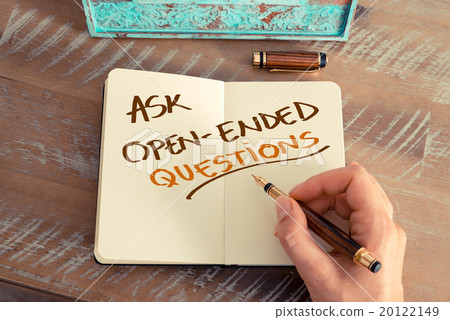 Handwritten text ASK OPEN-ENDED QUESTIONS 20122149