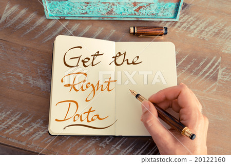 Handwritten text GET THE RIGHT DATA 20122160