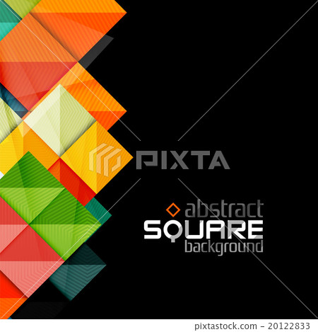 Glossy color squares on black. Geometric abstract 20122833