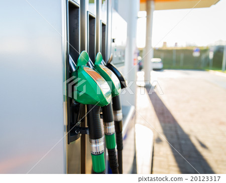 close up of gasoline hose at gas station close up of gasoline hose at gas station 20123317