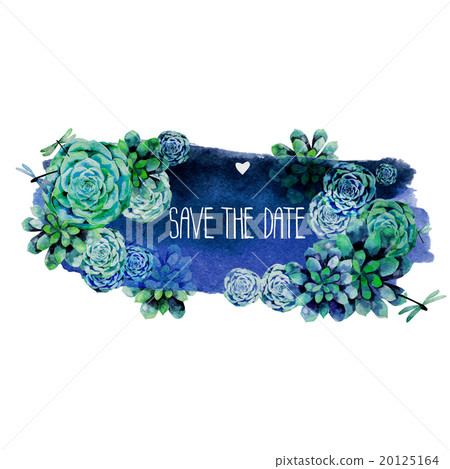 Vintage watercolor design with succulents 20125164