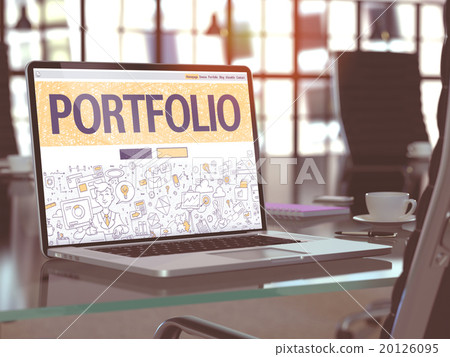 Portfolio on Laptop in Modern Workplace Background Portfolio on Laptop in Modern Workplace Background 20126095