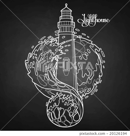 Graphic lighthouse during a storm Graphic lighthouse during a storm 20126194