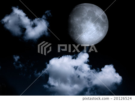 The moon in the night sky in clouds 20126524