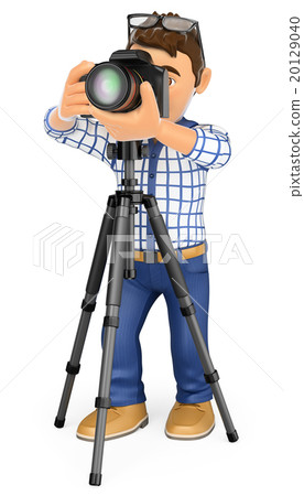 3D Photographer with camera taking a picture 20129040