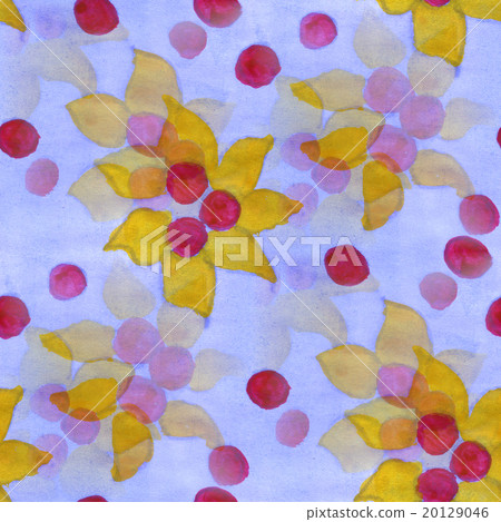 watercolor flower yellow purple pattern seamless 20129046
