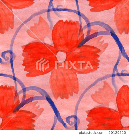 watercolor flower red pattern seamless floral 20129220