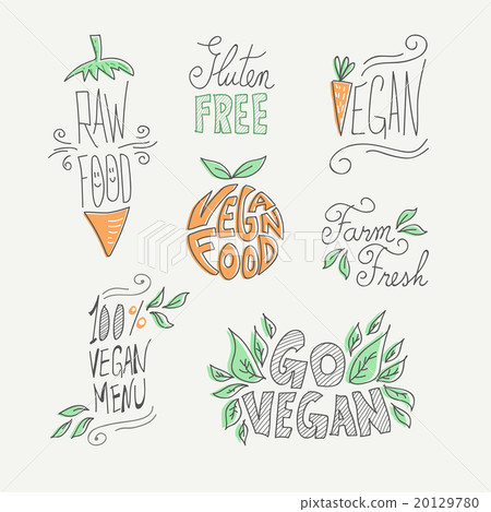 Vegan and raw food handmade labels set Vegan and raw food handmade labels set 20129780