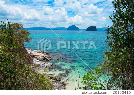 Scenic view of sea bay and rock islands Scenic view of sea bay and rock islands 20130410
