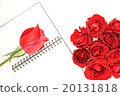 Red rose on notebook with red roses decoration 20131818