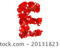 Letter "E" made from red roses petals 20131823