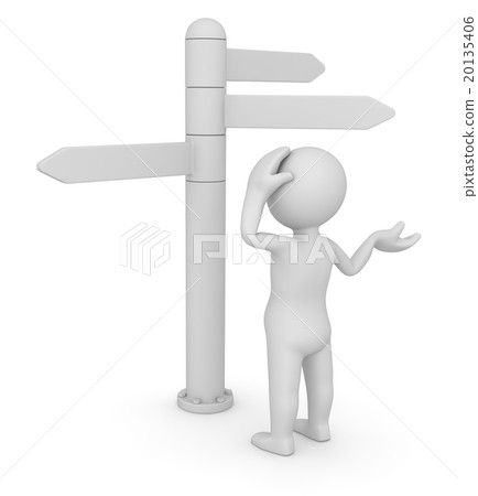 Man and directions sign 20135406