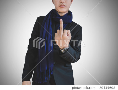 Business man in casual suit show middle finger Business man in casual suit show middle finger 20135608