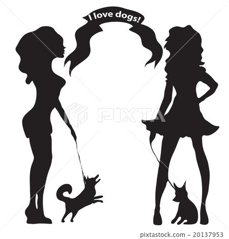 Hand drawn  silhouette a glamour girls. 20137953