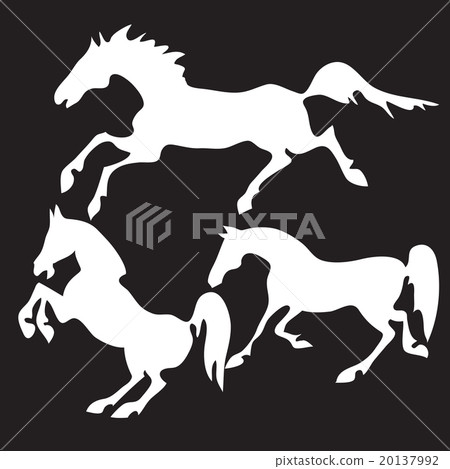 Hand drawn sketch set of horses silhouettes Hand drawn sketch set of horses silhouettes 20137992