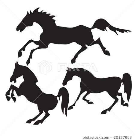Hand drawn sketch set of horses silhouettes Hand drawn sketch set of horses silhouettes 20137993