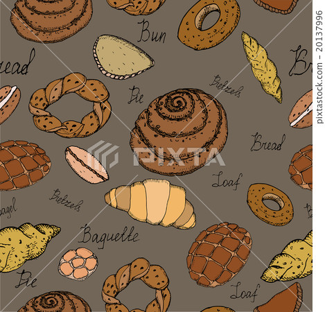 Hand drawn vector seamless pattern of baking. Hand drawn vector seamless pattern of baking. 20137996