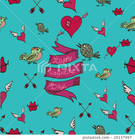 Happy Valentaine's Day background.Hand drawn Happy Valentaine's Day background.Hand drawn 20137997