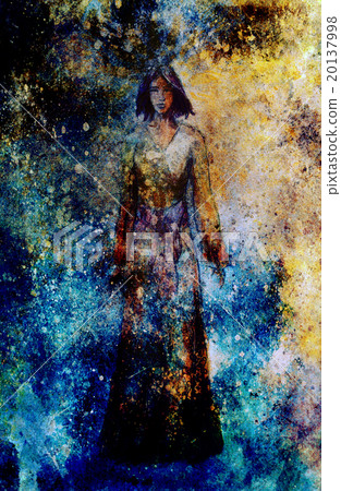 painting woman on structure grunge background painting woman on structure grunge background 20137998