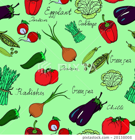 Hand drawn vector seamless pattern of vegetables Hand drawn vector seamless pattern of vegetables 20138008