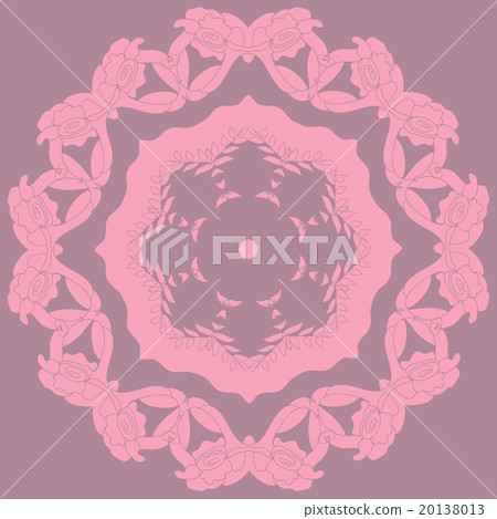 Ornamental round floral pattern with rose elements 20138013