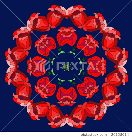 Ornamental round floral pattern with rose elements Ornamental round floral pattern with rose elements 20138014