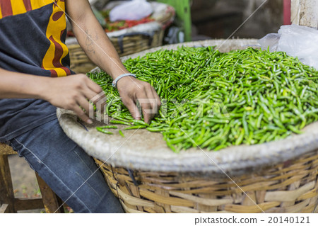 Chillies for sale at market,Thailand 20140121