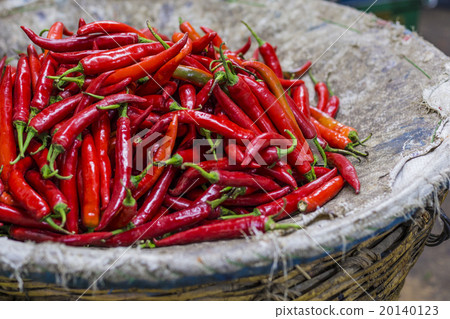 Red chili peppers, closeup view 20140123