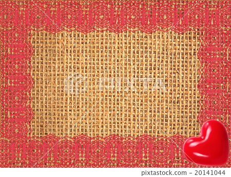 Linen texture with lace and red heart background Linen texture with lace and red heart background 20141044