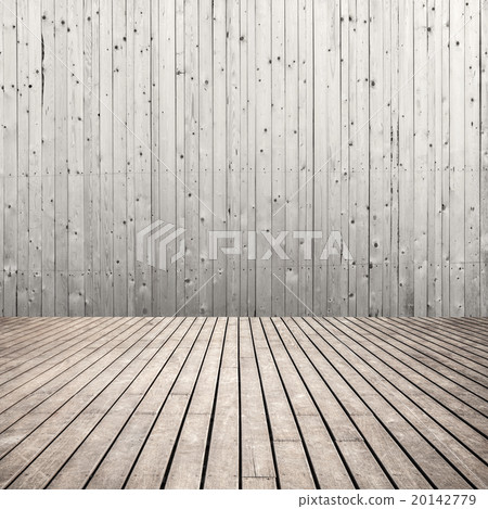Empty square wooden room interior made of planks 20142779