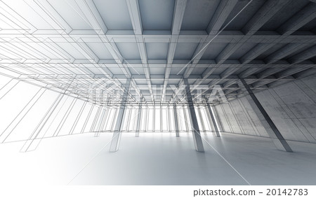 Concrete room, 3 d illustration, wire-frame lines Concrete room, 3 d illustration, wire-frame lines 20142783