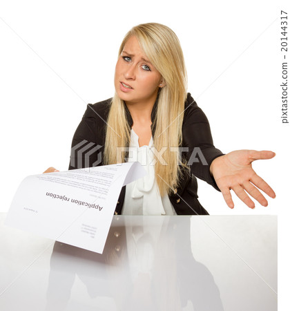 Young woman got a job application rejection a looks astonished 20144317