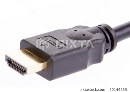 Black hdmi cable on pure white background Black hdmi cable on pure white background 20144389
