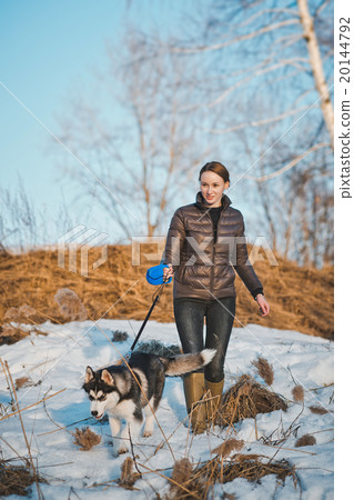 Walk with a dog outdoors 2566. 20144792