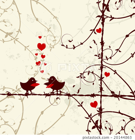 Love, birds kissing on branch 20144863