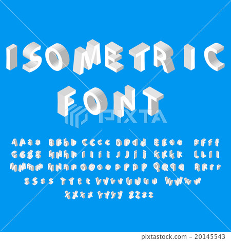 White isometric font alphabet. Vector illustration 20145543