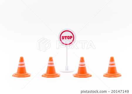 Toy road cone and stop sign: toy road corn and stop sign Toy road cone and stop sign: toy road corn and stop sign 20147149