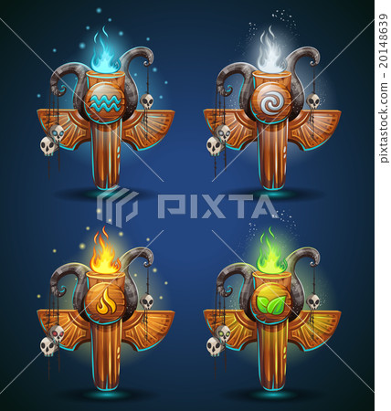 Set shaman totems - symbols of the four elements 20148639