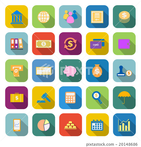 Banking color icons with long shadow 20148686