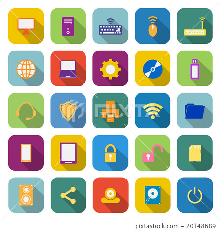 Computer color icons with long shadow Computer color icons with long shadow 20148689