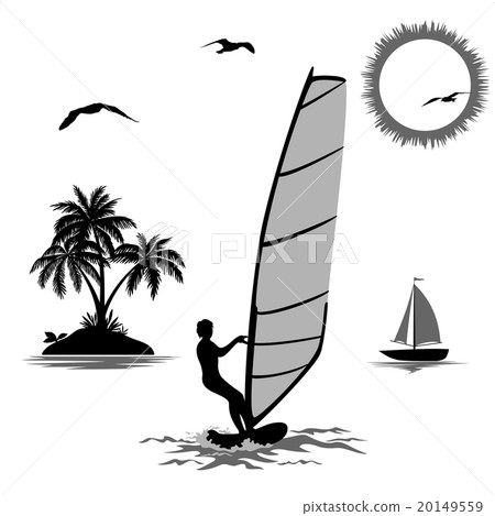 Sportsmen Surfer and Tropical Objects 20149559