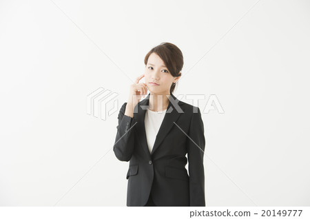 A woman whose head is restrained (Suit in her 20's) 20149777