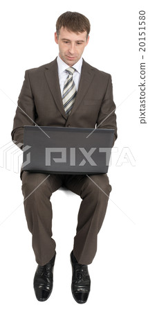 Businessman sitting on empty space Businessman sitting on empty space 20151580