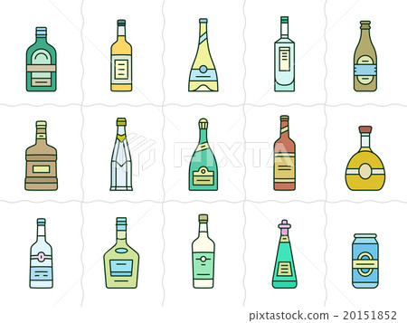 Aalcohol bottles icon set 20151852